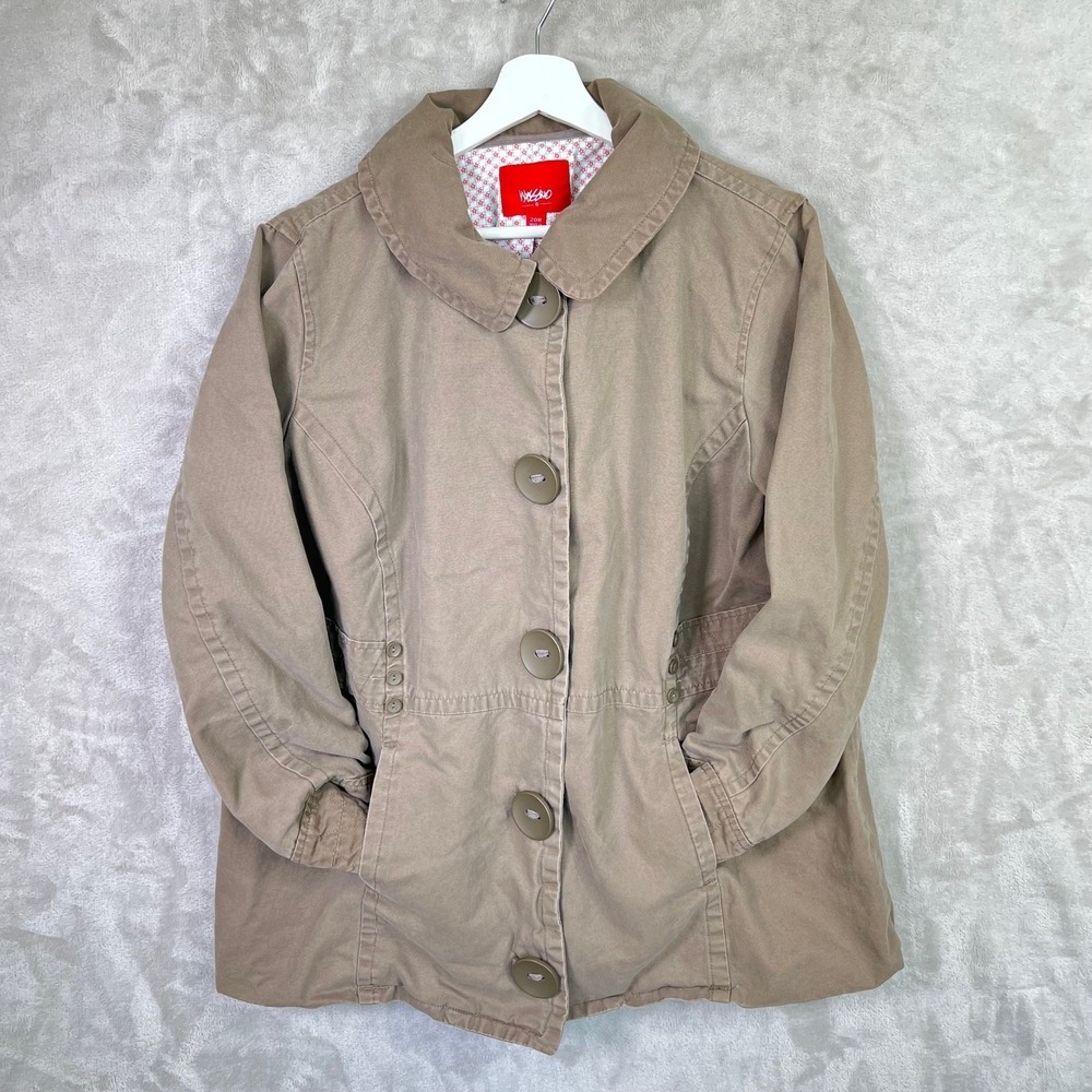 Y2K Mossimo Brown Cotton Utility Jacket 20W Floral Lined Large Button Front Coat